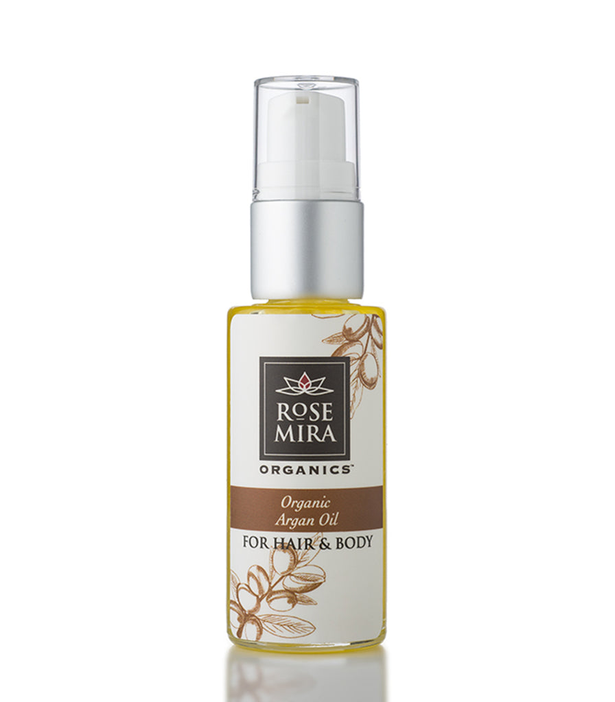 Organic Unscented Argan Oil for Hair and Body in a clear bottle