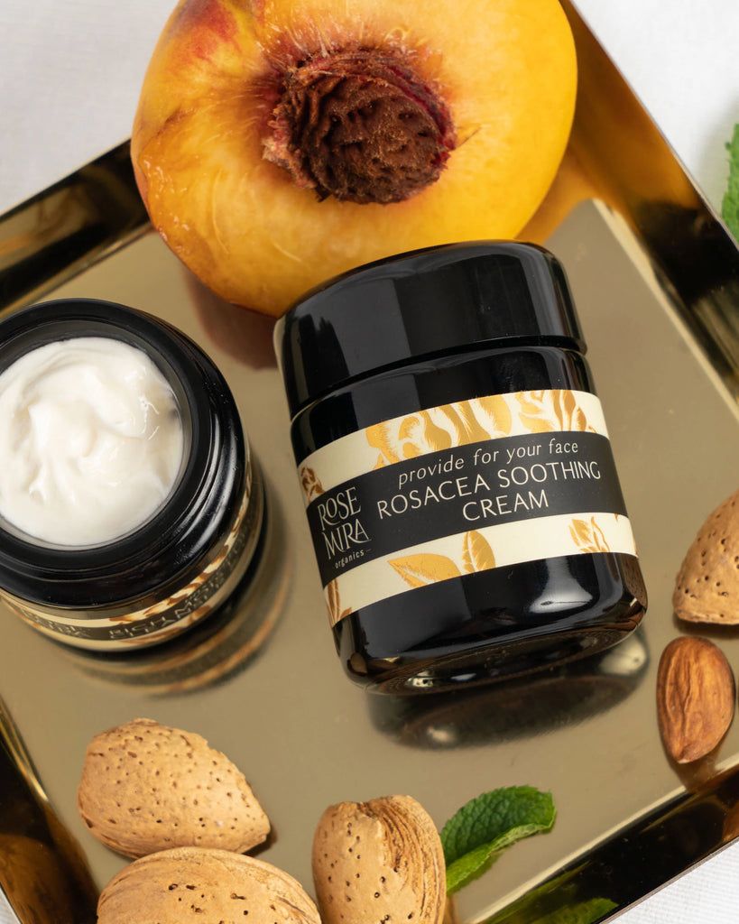 Provide For Your Face Rosacea Soothing Cream on a gold tray
