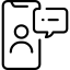 Graphic of mobile phone with chat bubble.