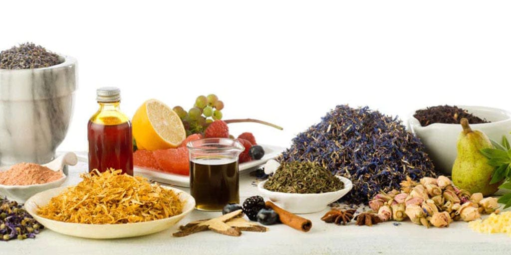 A selection of natural ingredients lined up.