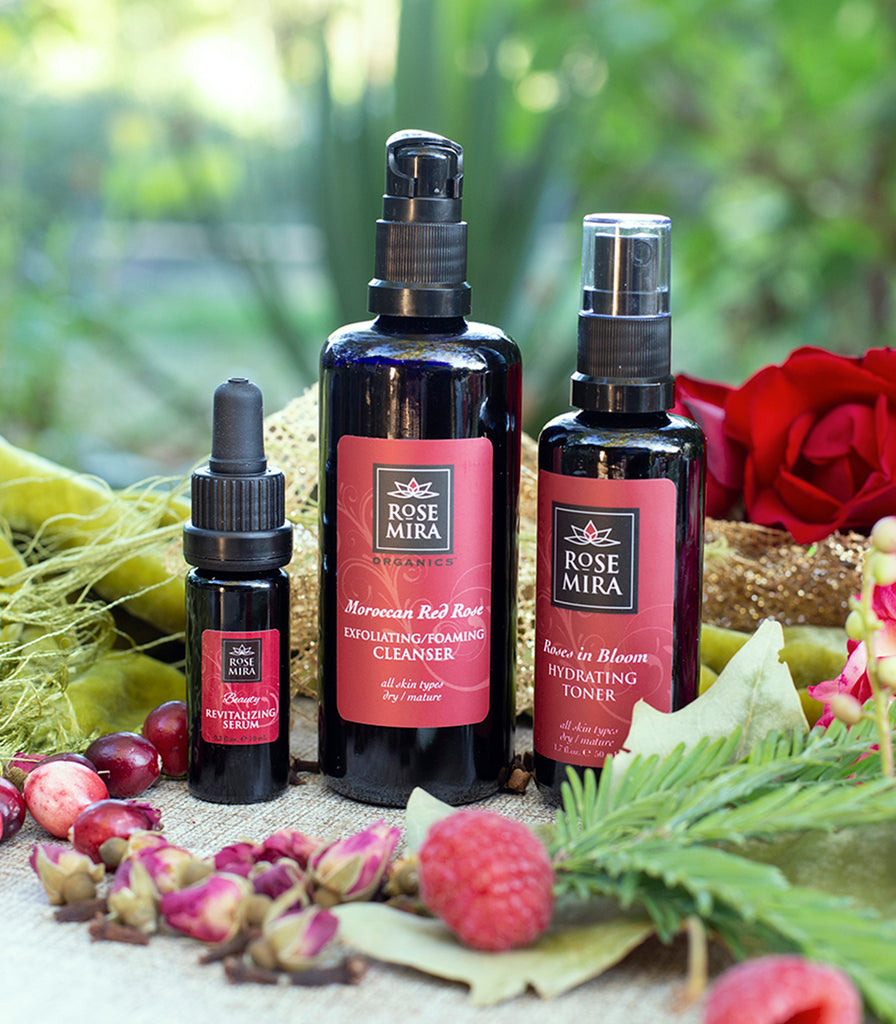 Three popular Rosemira products with assorted flowers and fruits.