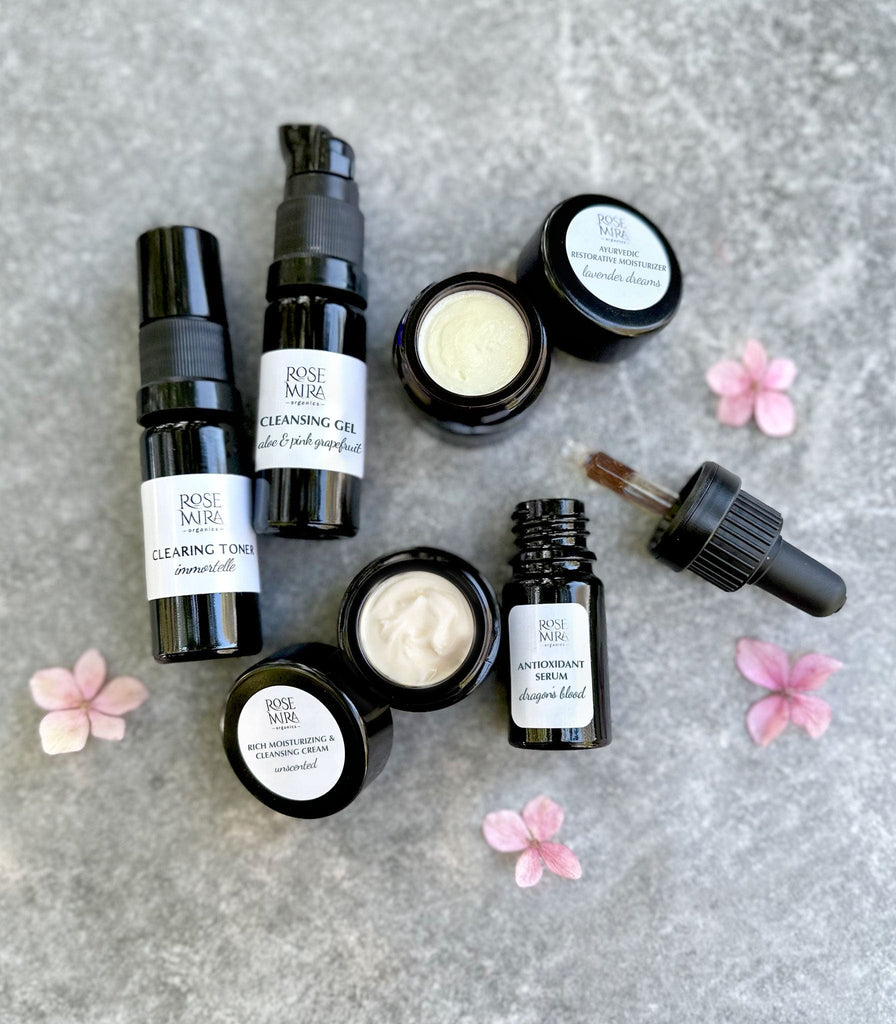 Pregnancy Safe Skincare Mini Collection in Swiss Violet Glass Gifts Kits & Samples