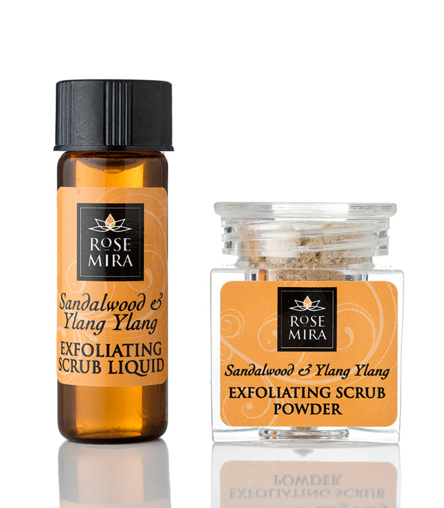A sample size version of the Sandalwood and Ylang Ylanf Exfoliating Scrub