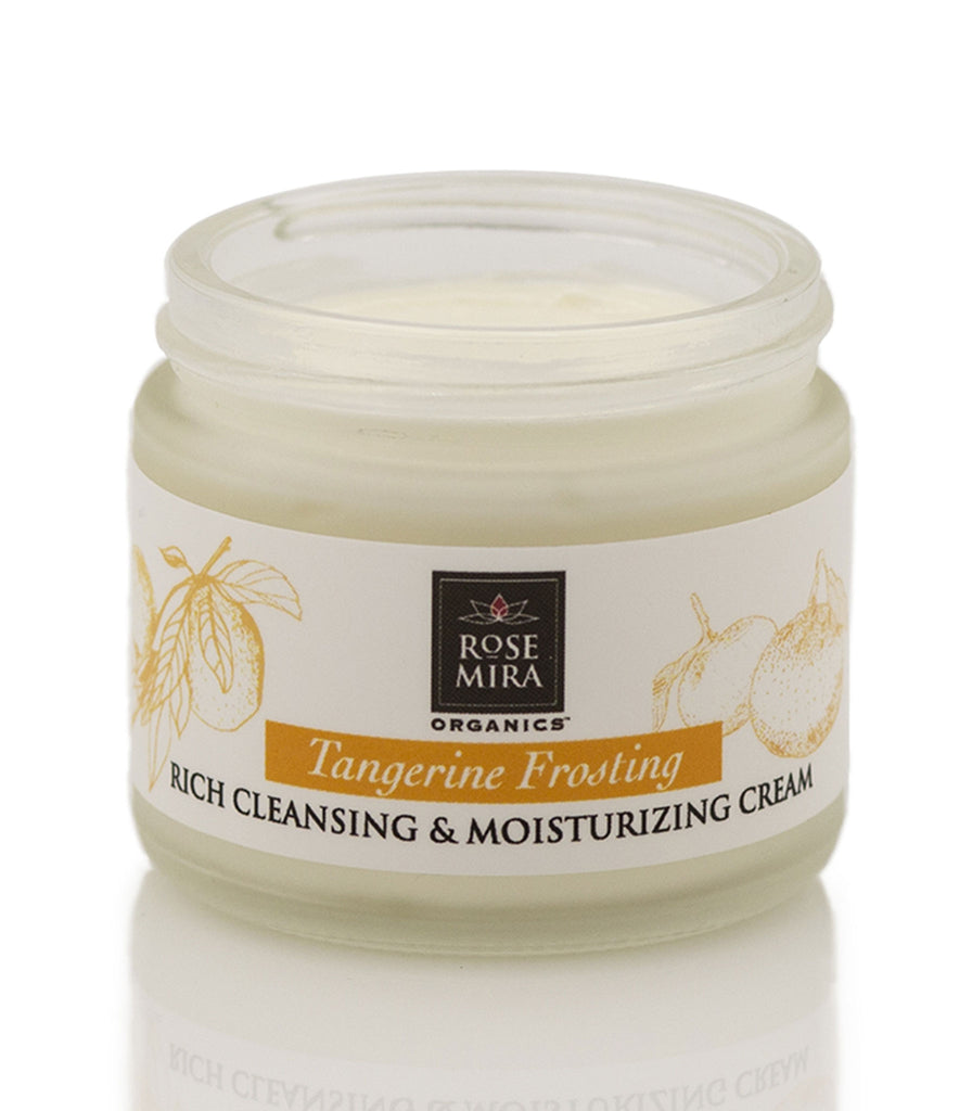 Tangerine Frosting Rich Cleansing and Moisturizing Cream in white bottle on white background