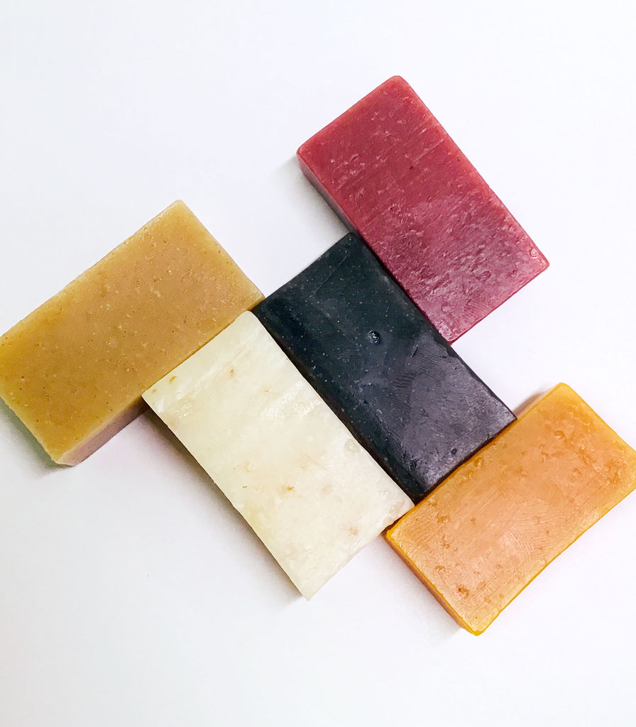 Tiled display of best-selling organic mini soap bars