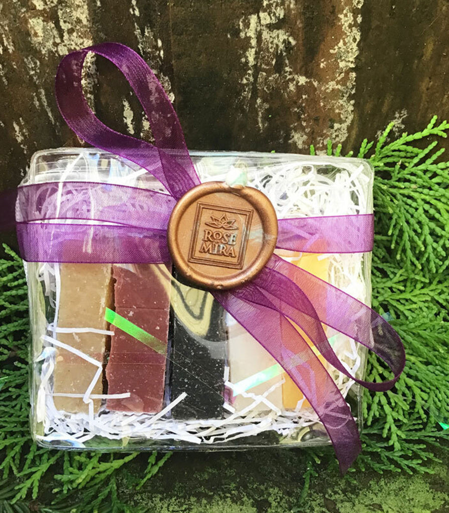 Mini Soap Collection of best-selling Rosemira soaps in a gift bag with ribbon