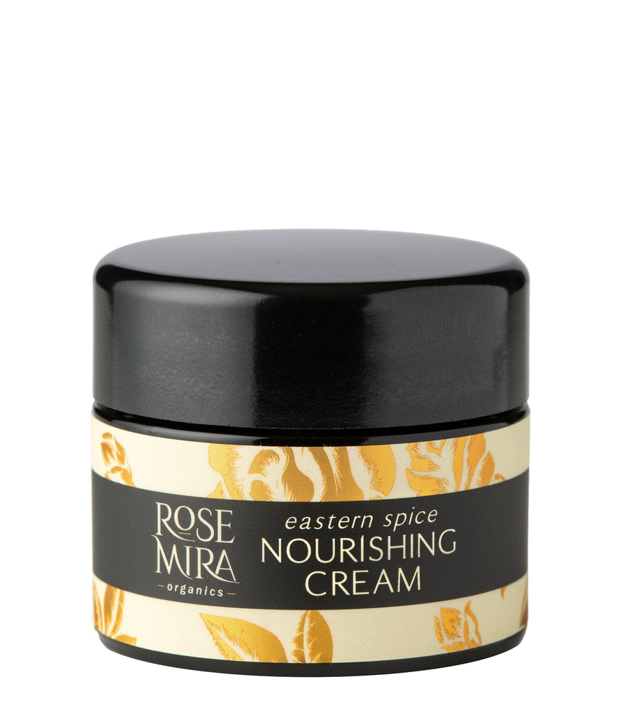 Black bottle of Rosemira Organics Eastern Spice Nourishing Cream for men and women.