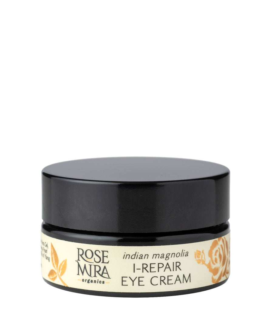 Indian Magnolia I-Repair Eye Cream in black miron glass with cream and gold label