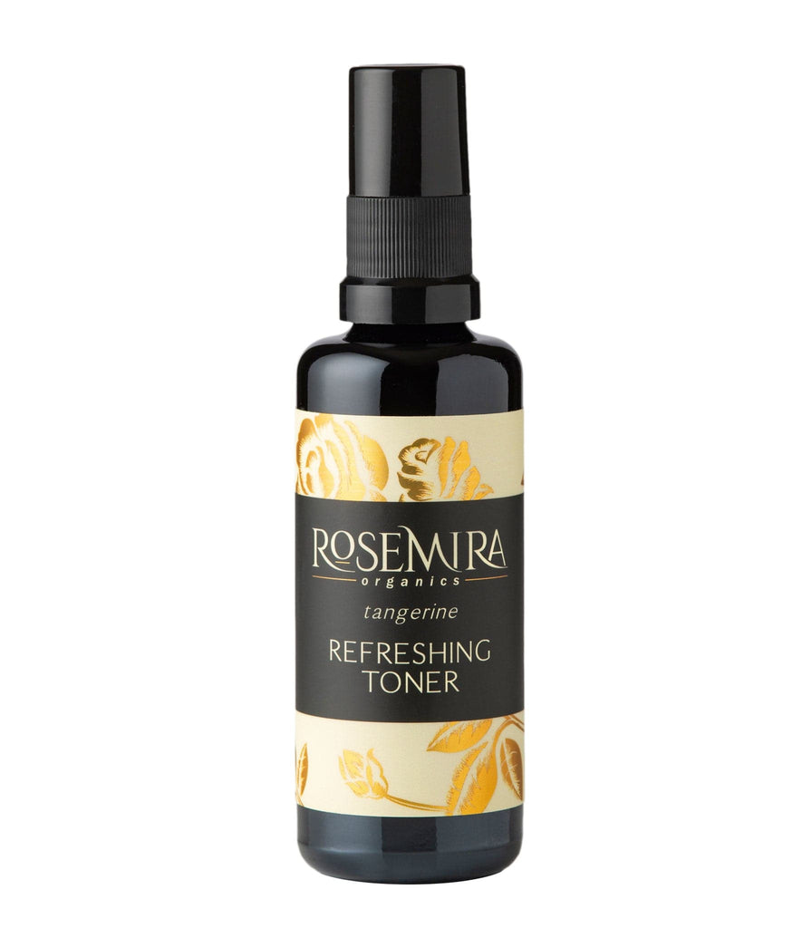 Tangerine Refreshing Toner in a miron bottle on white background